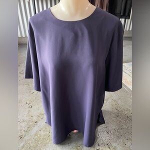 Ashley Stewart Navy Blue Short Sleeve Polyester Top Size 38/16W